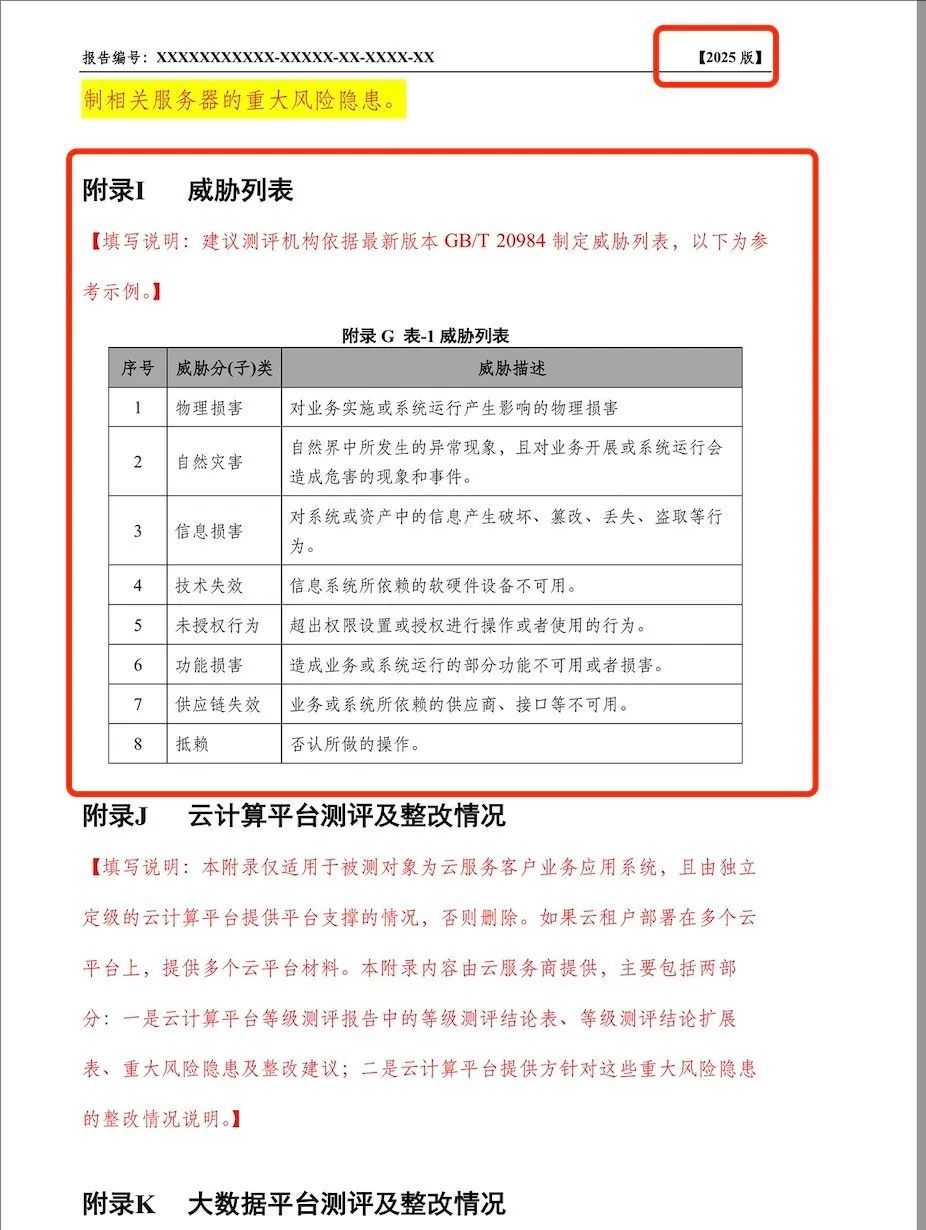 《網(wǎng)絡(luò)安全等級測評報告模版（2025版）》重大變更